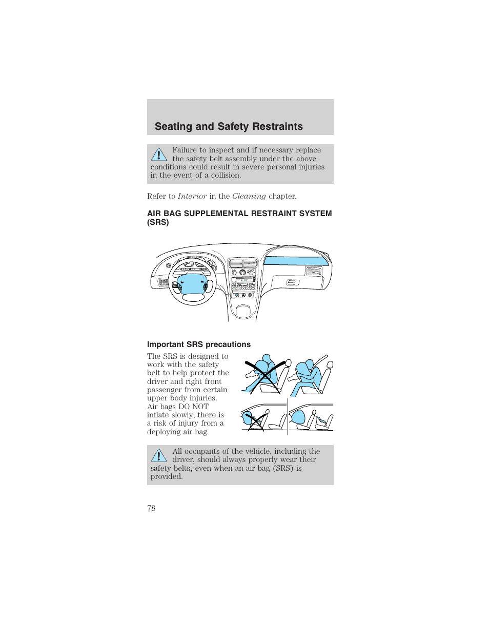 Seating and safety restraints | FORD 2003 Mustang v.4 User Manual | Page 78 / 216