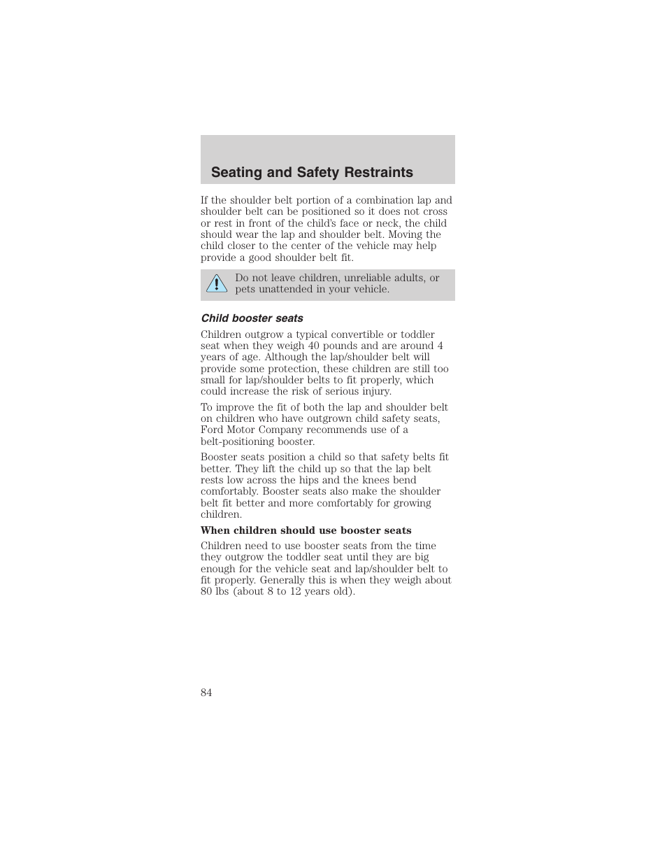 Seating and safety restraints | FORD 2003 Mustang v.4 User Manual | Page 84 / 216
