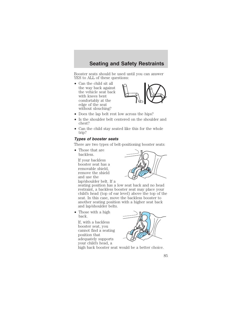 Seating and safety restraints | FORD 2003 Mustang v.4 User Manual | Page 85 / 216