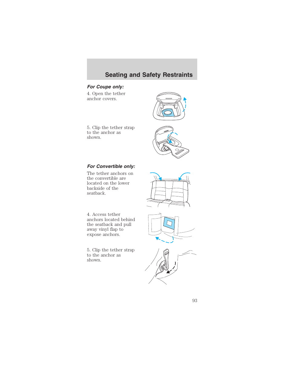 Seating and safety restraints | FORD 2003 Mustang v.4 User Manual | Page 93 / 216