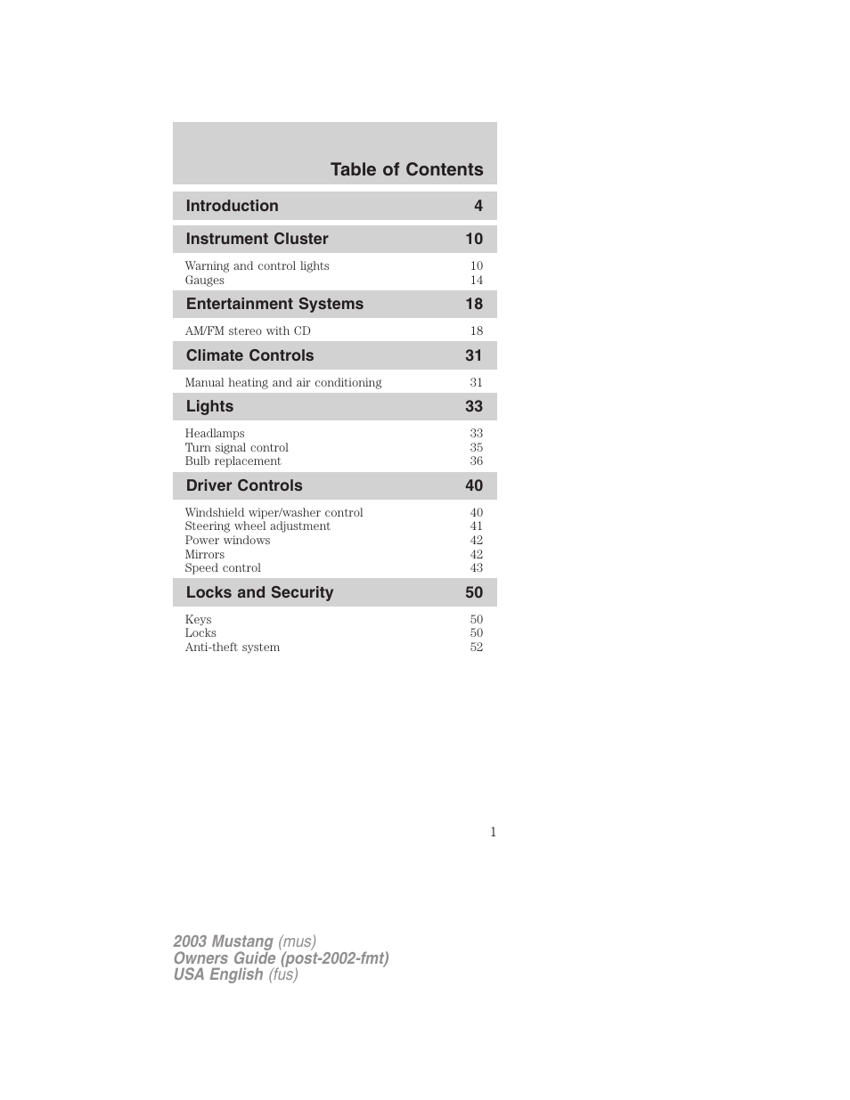 FORD 2003 Mustang v.5 User Manual | 216 pages