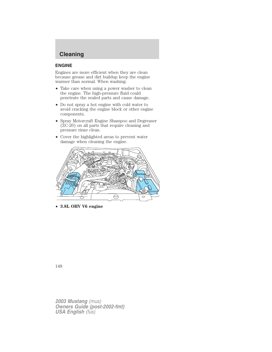 Cleaning | FORD 2003 Mustang v.5 User Manual | Page 148 / 216