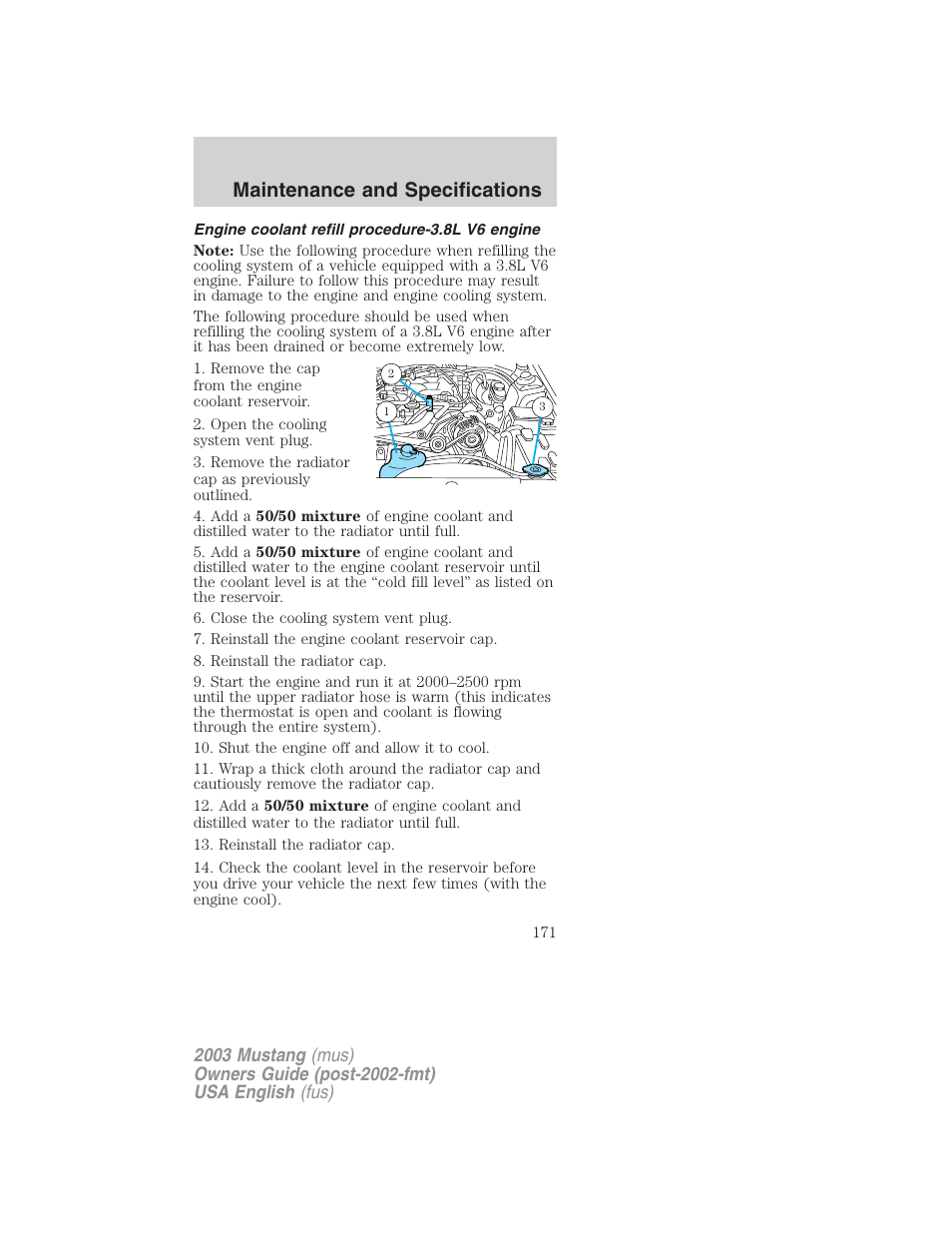 Maintenance and specifications | FORD 2003 Mustang v.5 User Manual | Page 171 / 216