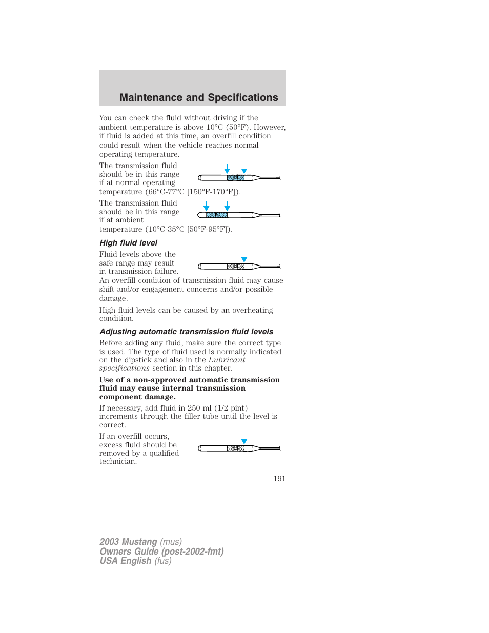 Maintenance and specifications | FORD 2003 Mustang v.5 User Manual | Page 191 / 216