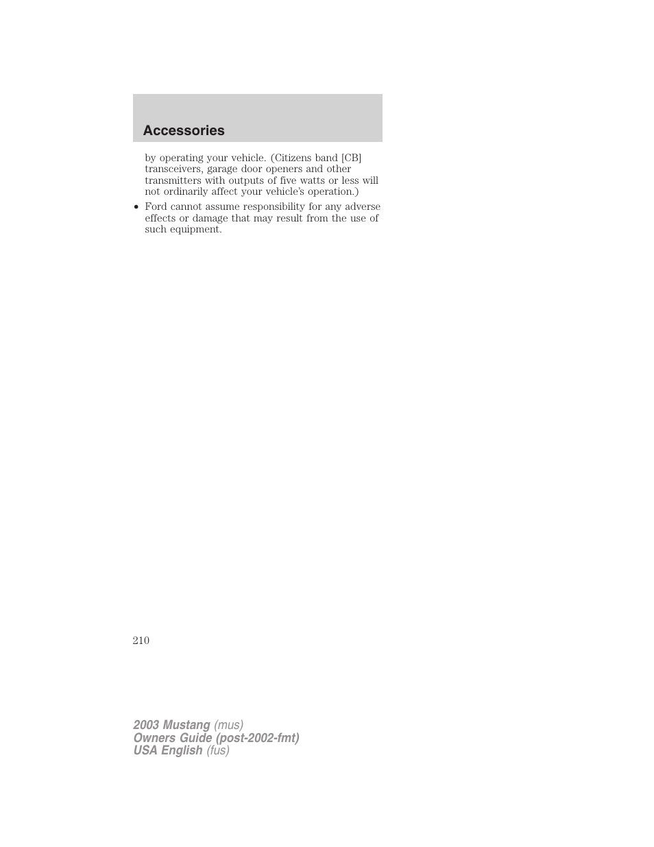 Accessories | FORD 2003 Mustang v.5 User Manual | Page 210 / 216