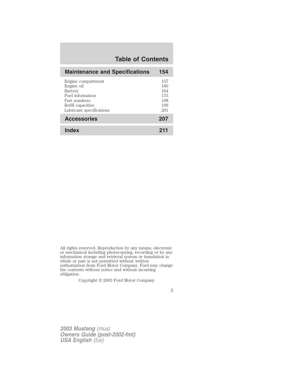 FORD 2003 Mustang v.5 User Manual | Page 3 / 216