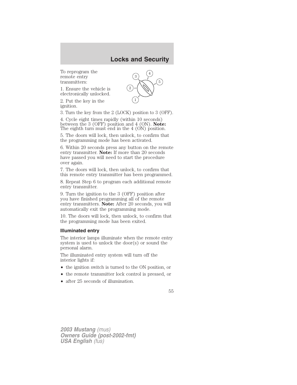 Locks and security | FORD 2003 Mustang v.5 User Manual | Page 55 / 216