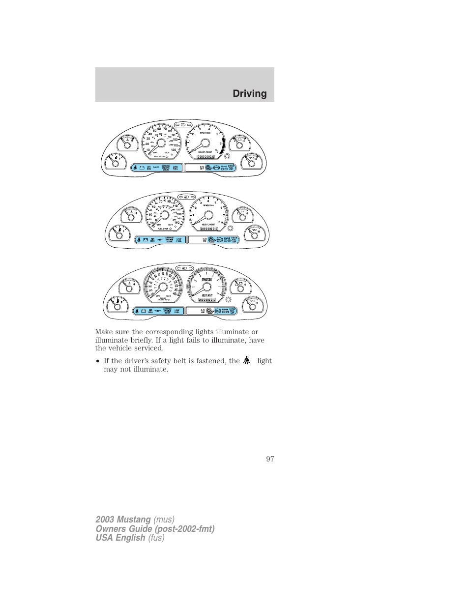 Driving | FORD 2003 Mustang v.5 User Manual | Page 97 / 216