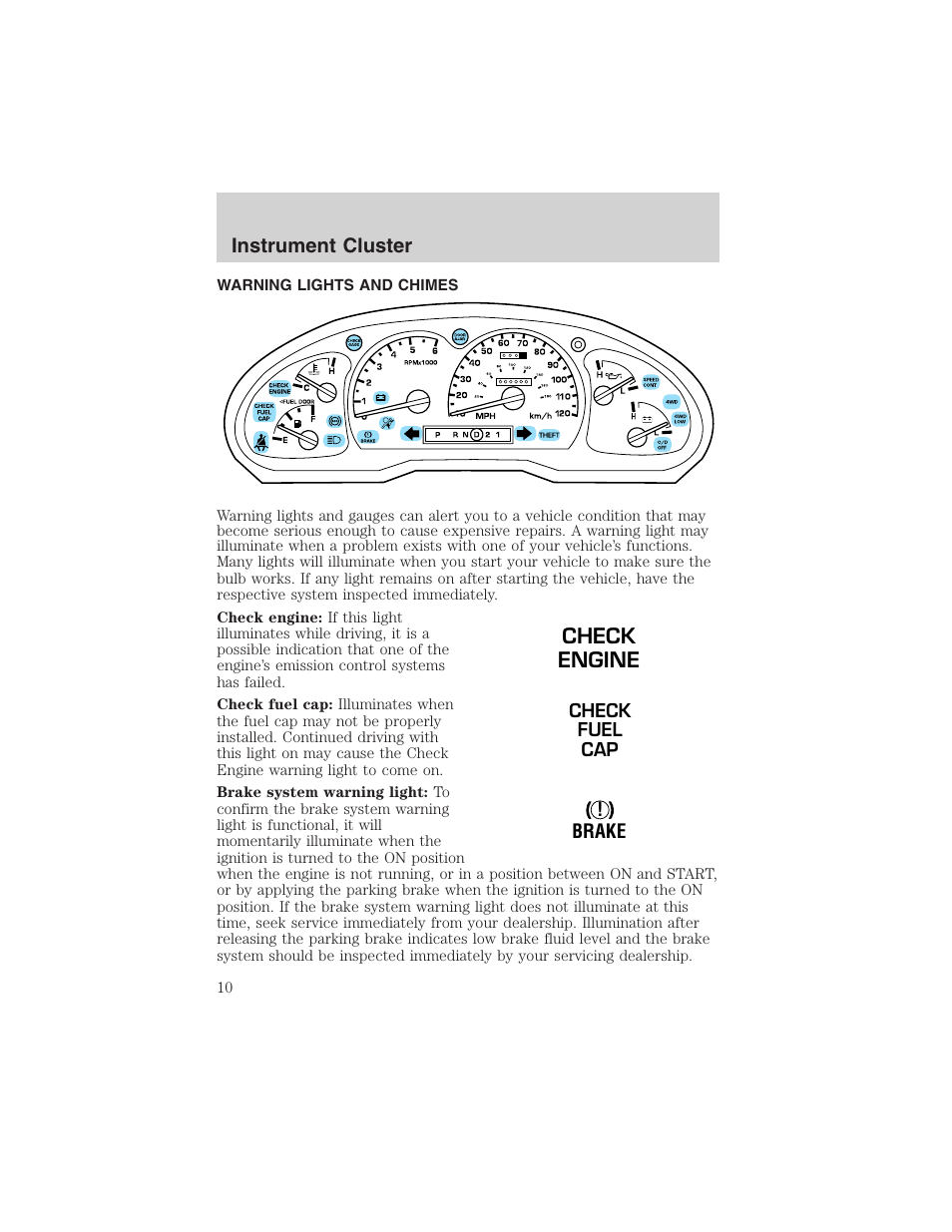 Check engine | FORD 2003 Ranger v.1 User Manual | Page 10 / 248