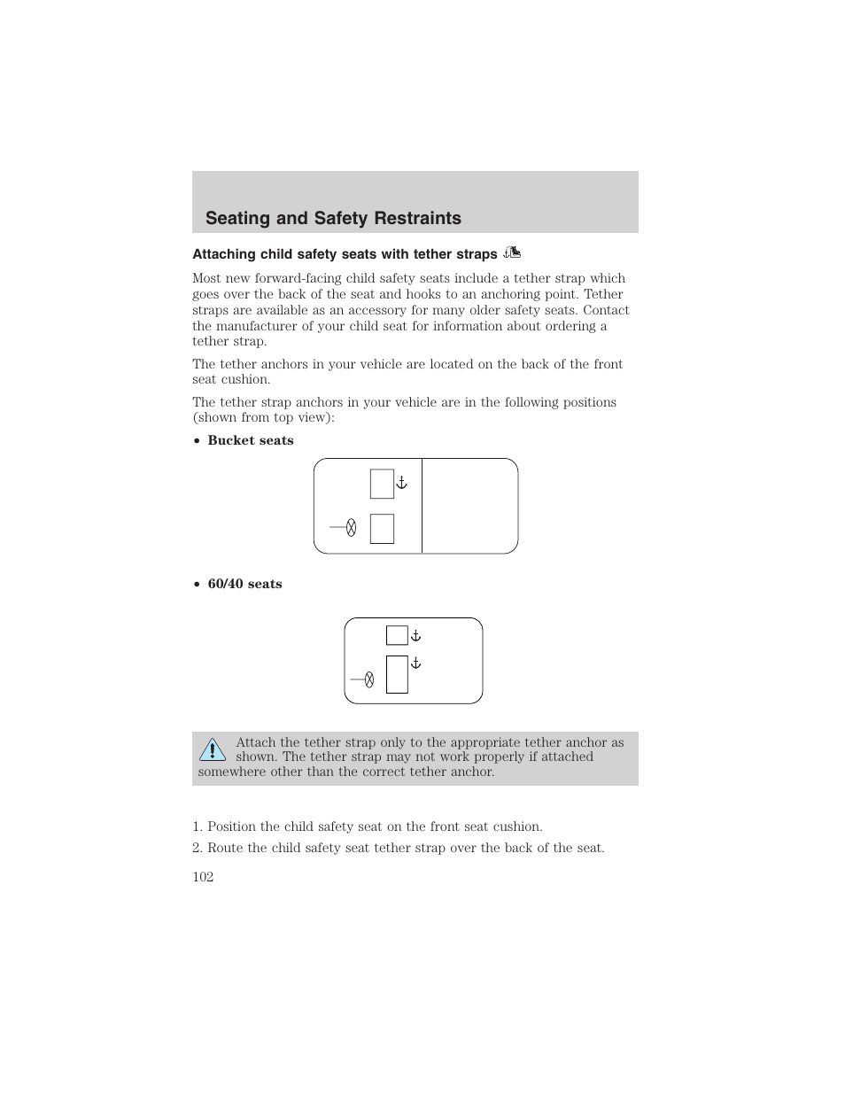 Seating and safety restraints | FORD 2003 Ranger v.1 User Manual | Page 102 / 248