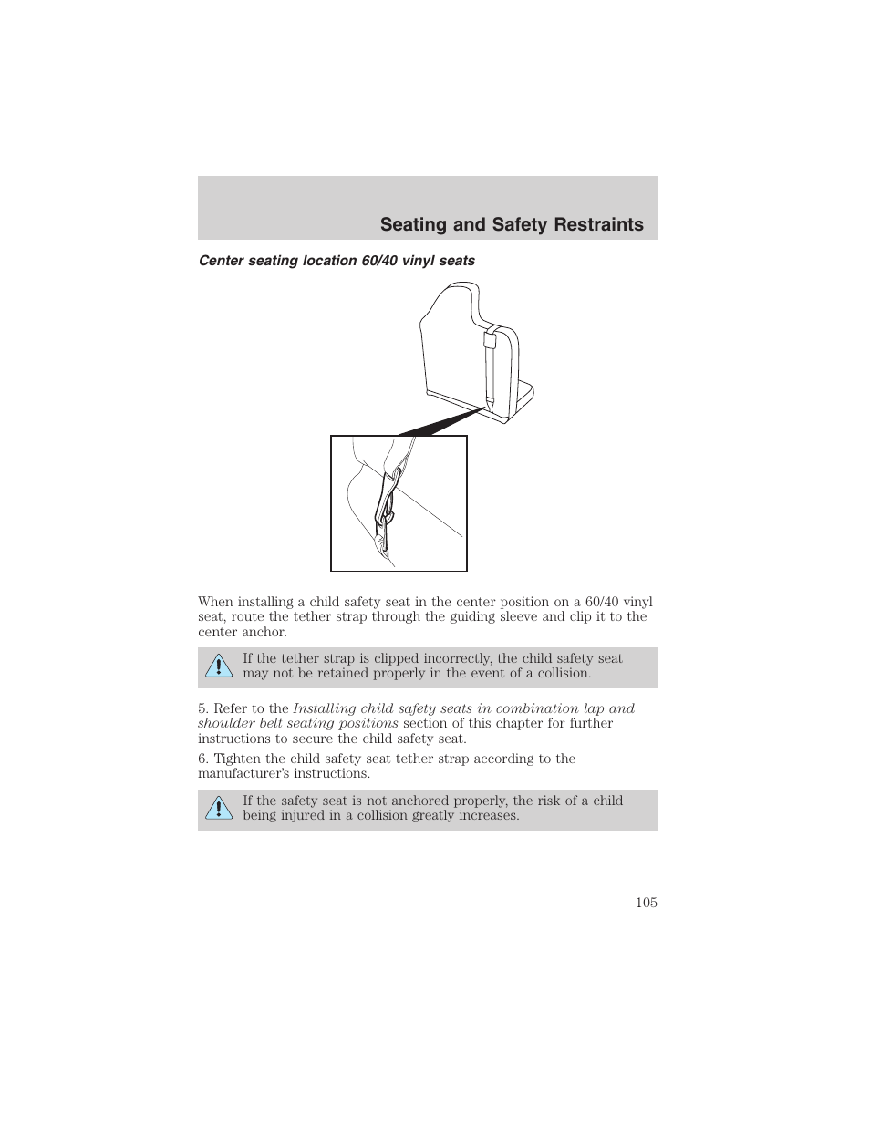 Seating and safety restraints | FORD 2003 Ranger v.1 User Manual | Page 105 / 248