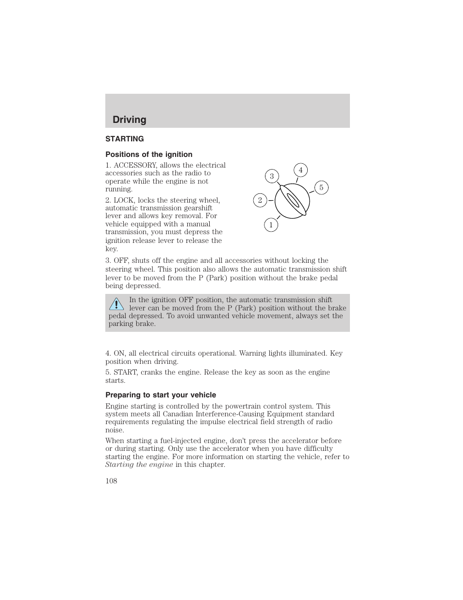 Driving | FORD 2003 Ranger v.1 User Manual | Page 108 / 248