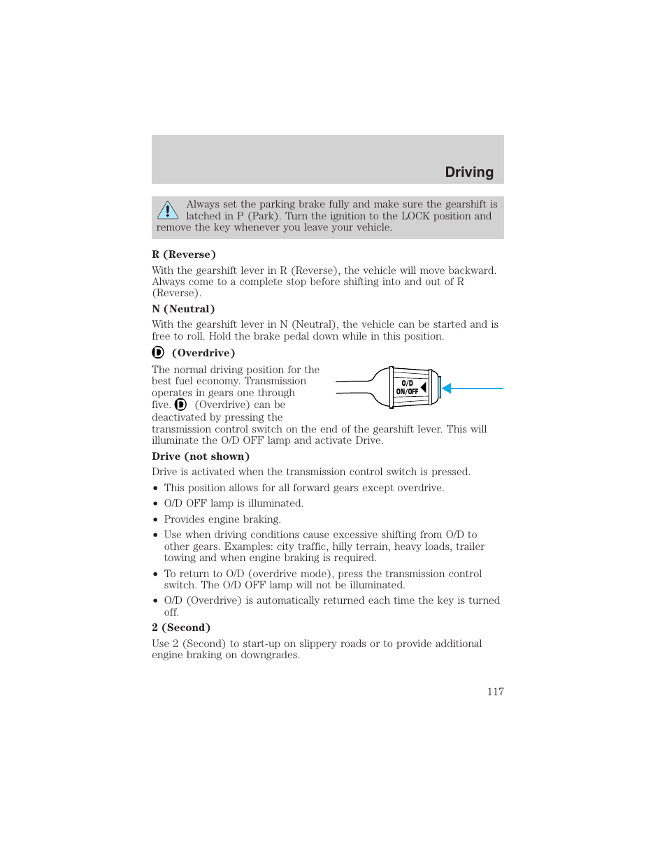 Driving | FORD 2003 Ranger v.1 User Manual | Page 117 / 248