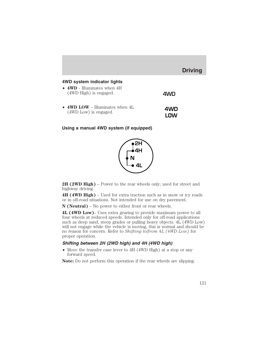 Driving | FORD 2003 Ranger v.1 User Manual | Page 121 / 248