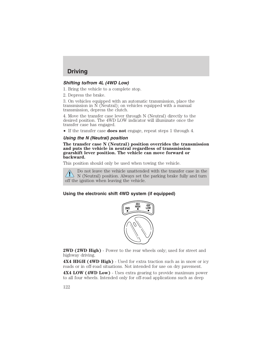 Driving | FORD 2003 Ranger v.1 User Manual | Page 122 / 248