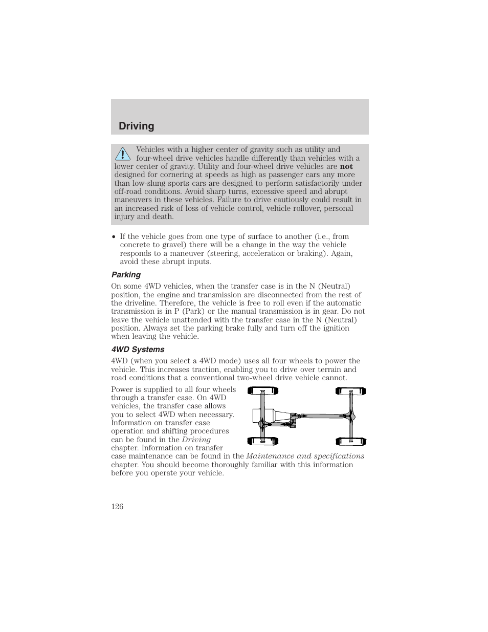 Driving | FORD 2003 Ranger v.1 User Manual | Page 126 / 248