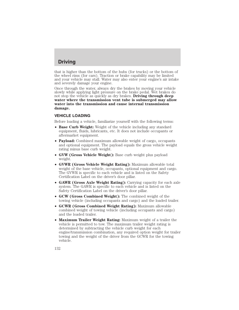 Driving | FORD 2003 Ranger v.1 User Manual | Page 132 / 248