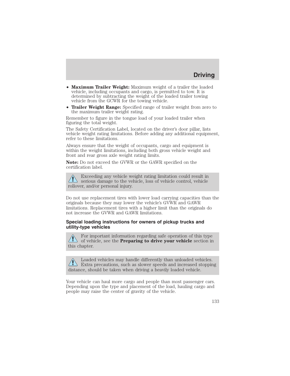 Driving | FORD 2003 Ranger v.1 User Manual | Page 133 / 248