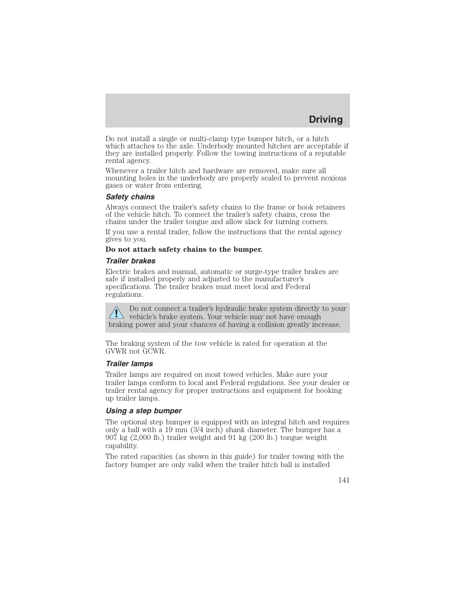 Driving | FORD 2003 Ranger v.1 User Manual | Page 141 / 248