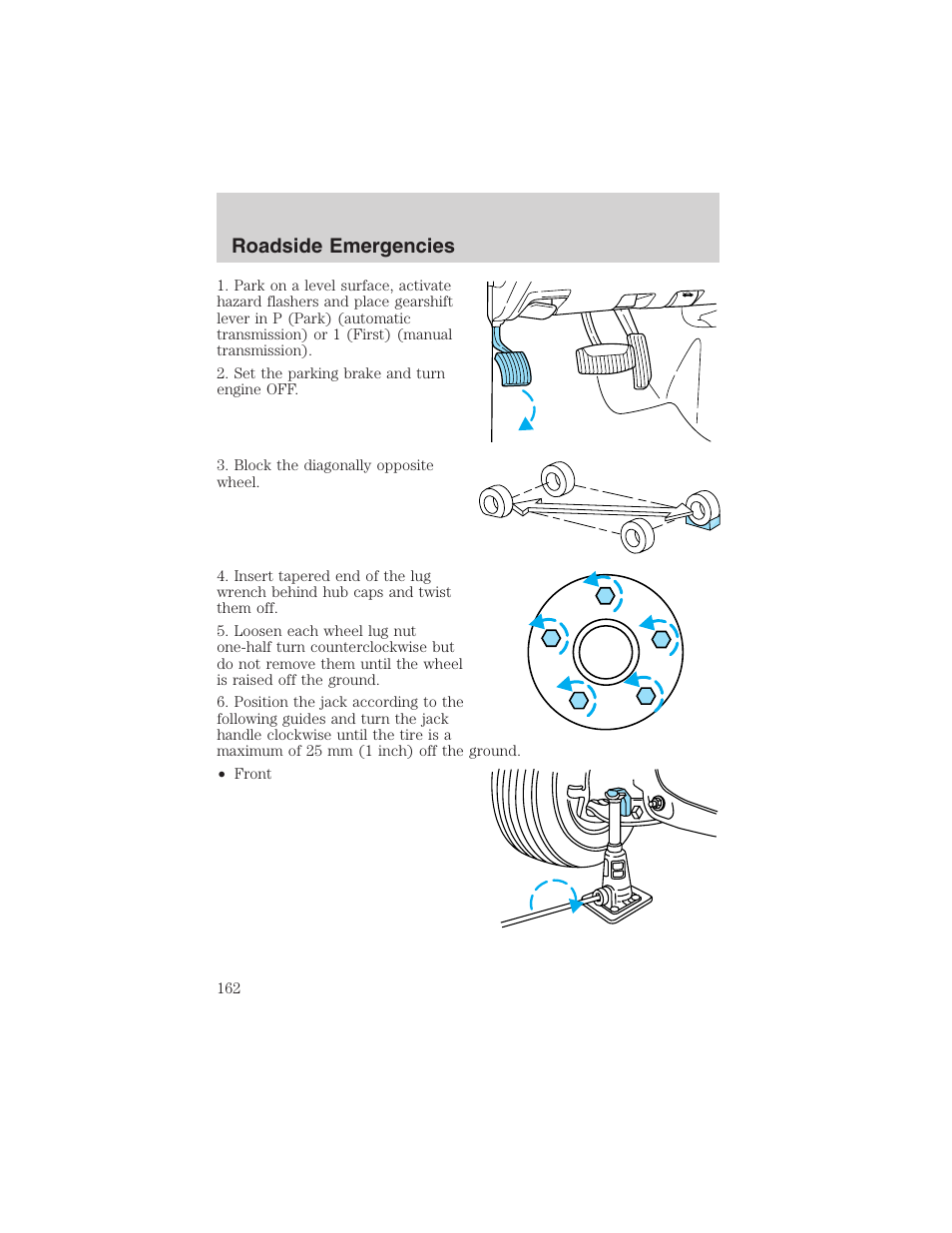 Roadside emergencies | FORD 2003 Ranger v.1 User Manual | Page 162 / 248