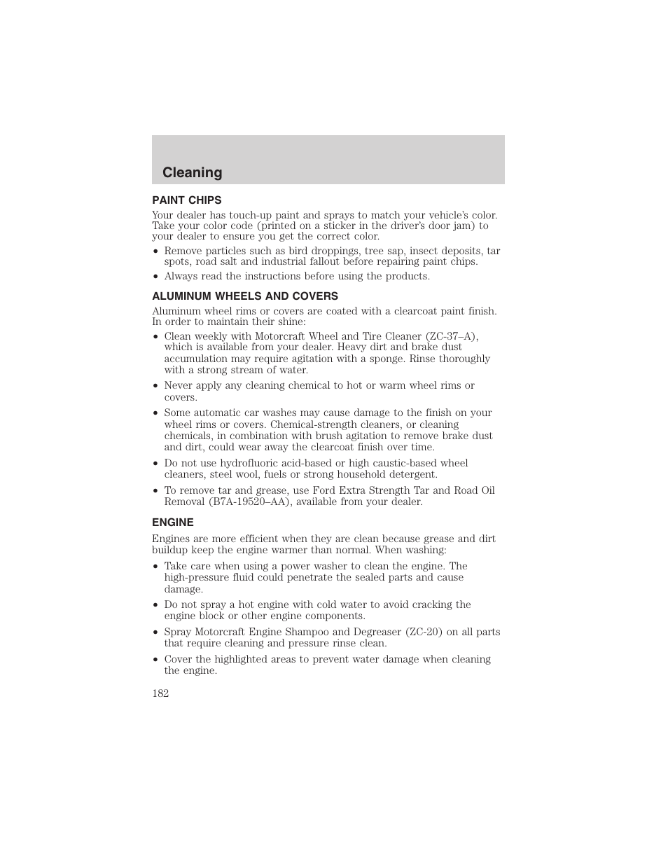 Cleaning | FORD 2003 Ranger v.1 User Manual | Page 182 / 248