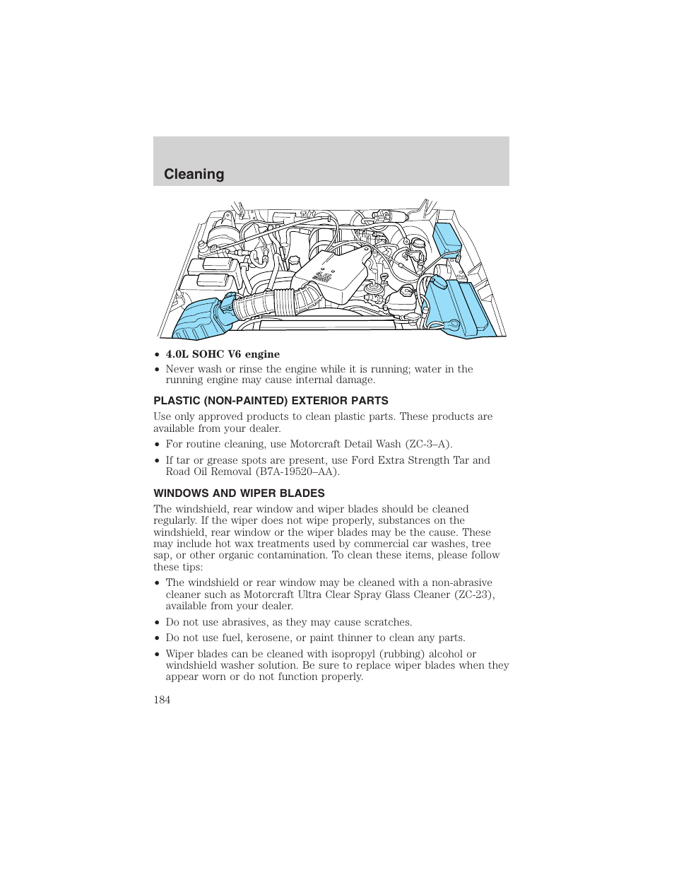 Cleaning | FORD 2003 Ranger v.1 User Manual | Page 184 / 248