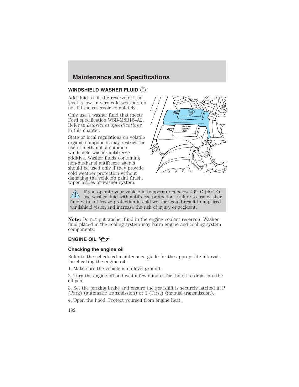 Maintenance and specifications | FORD 2003 Ranger v.1 User Manual | Page 192 / 248