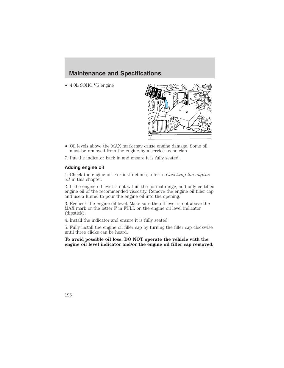 Maintenance and specifications | FORD 2003 Ranger v.1 User Manual | Page 196 / 248