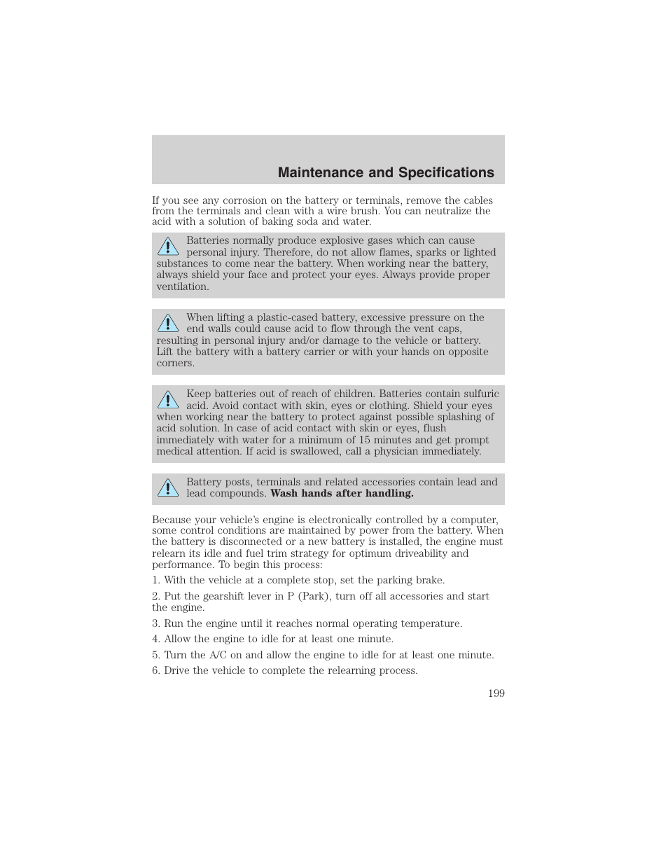 Maintenance and specifications | FORD 2003 Ranger v.1 User Manual | Page 199 / 248