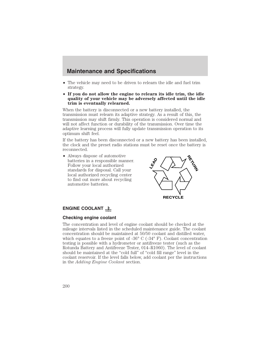 Maintenance and specifications | FORD 2003 Ranger v.1 User Manual | Page 200 / 248