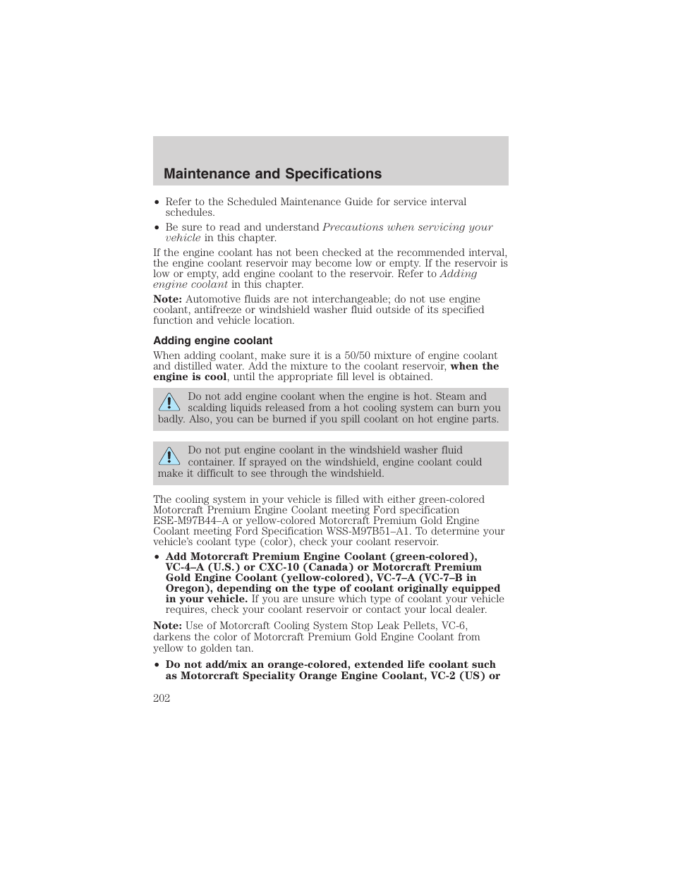 Maintenance and specifications | FORD 2003 Ranger v.1 User Manual | Page 202 / 248