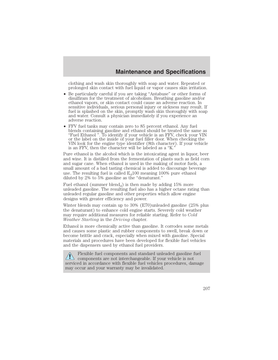 Maintenance and specifications | FORD 2003 Ranger v.1 User Manual | Page 207 / 248