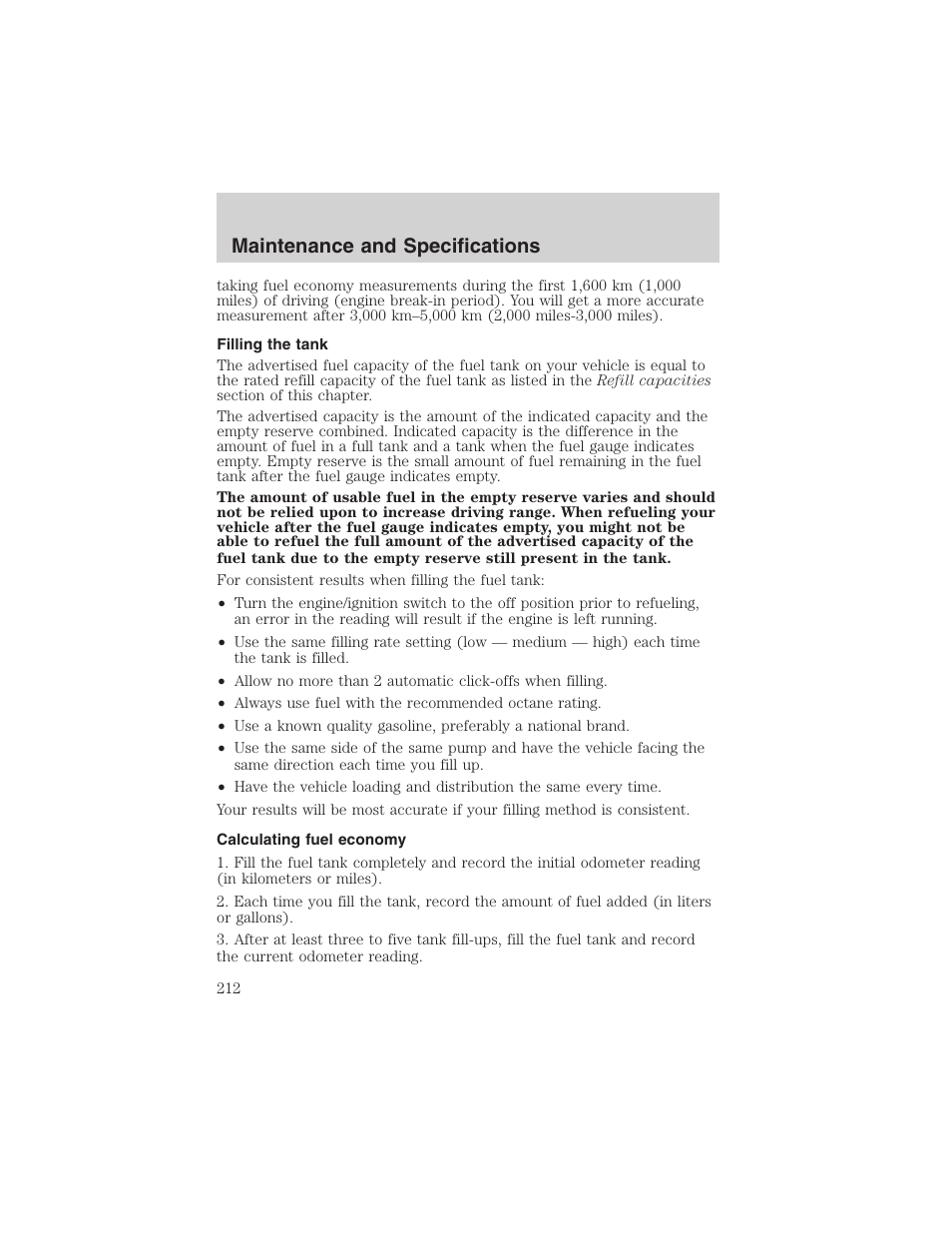 Maintenance and specifications | FORD 2003 Ranger v.1 User Manual | Page 212 / 248