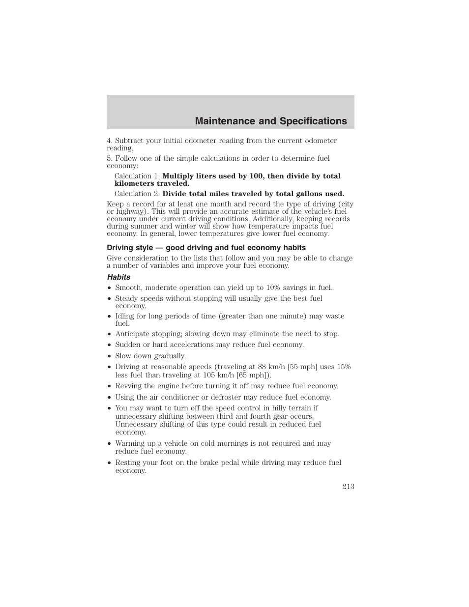 Maintenance and specifications | FORD 2003 Ranger v.1 User Manual | Page 213 / 248