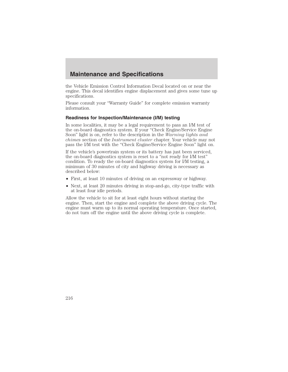 Maintenance and specifications | FORD 2003 Ranger v.1 User Manual | Page 216 / 248