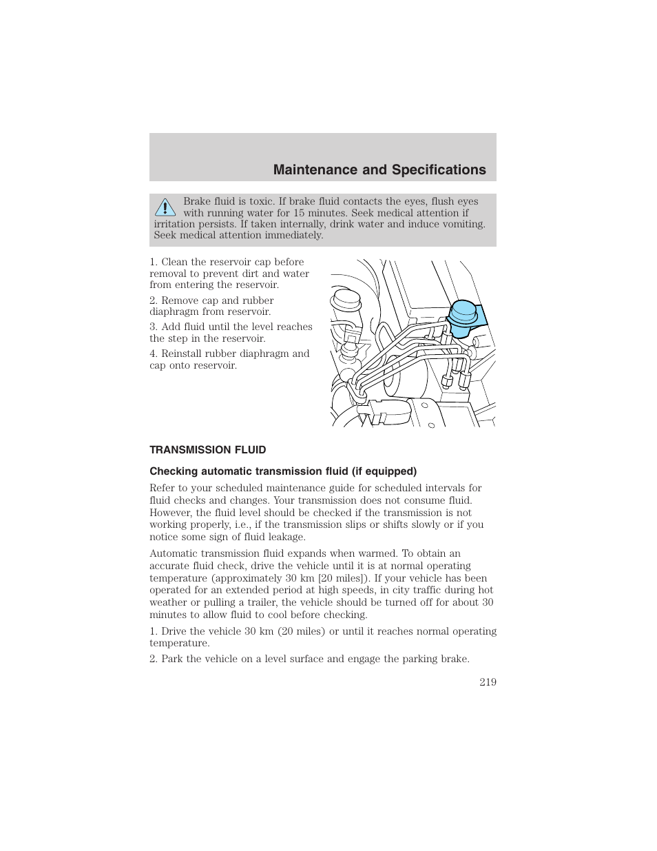 Maintenance and specifications | FORD 2003 Ranger v.1 User Manual | Page 219 / 248