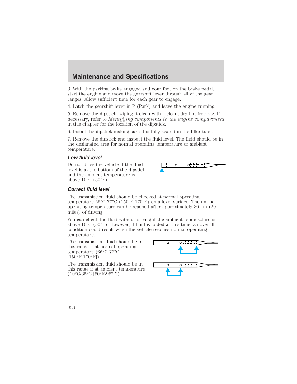 Maintenance and specifications | FORD 2003 Ranger v.1 User Manual | Page 220 / 248