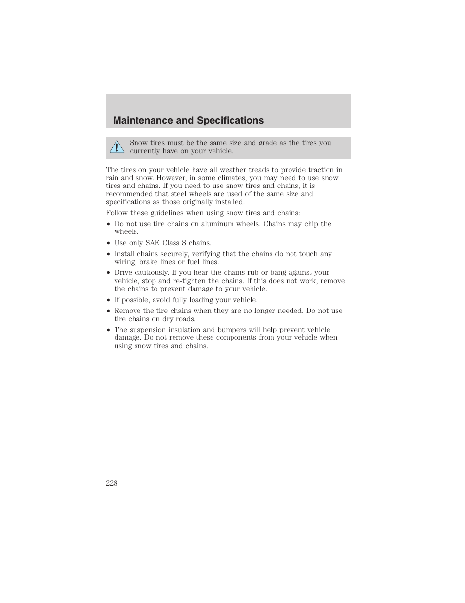 Maintenance and specifications | FORD 2003 Ranger v.1 User Manual | Page 228 / 248