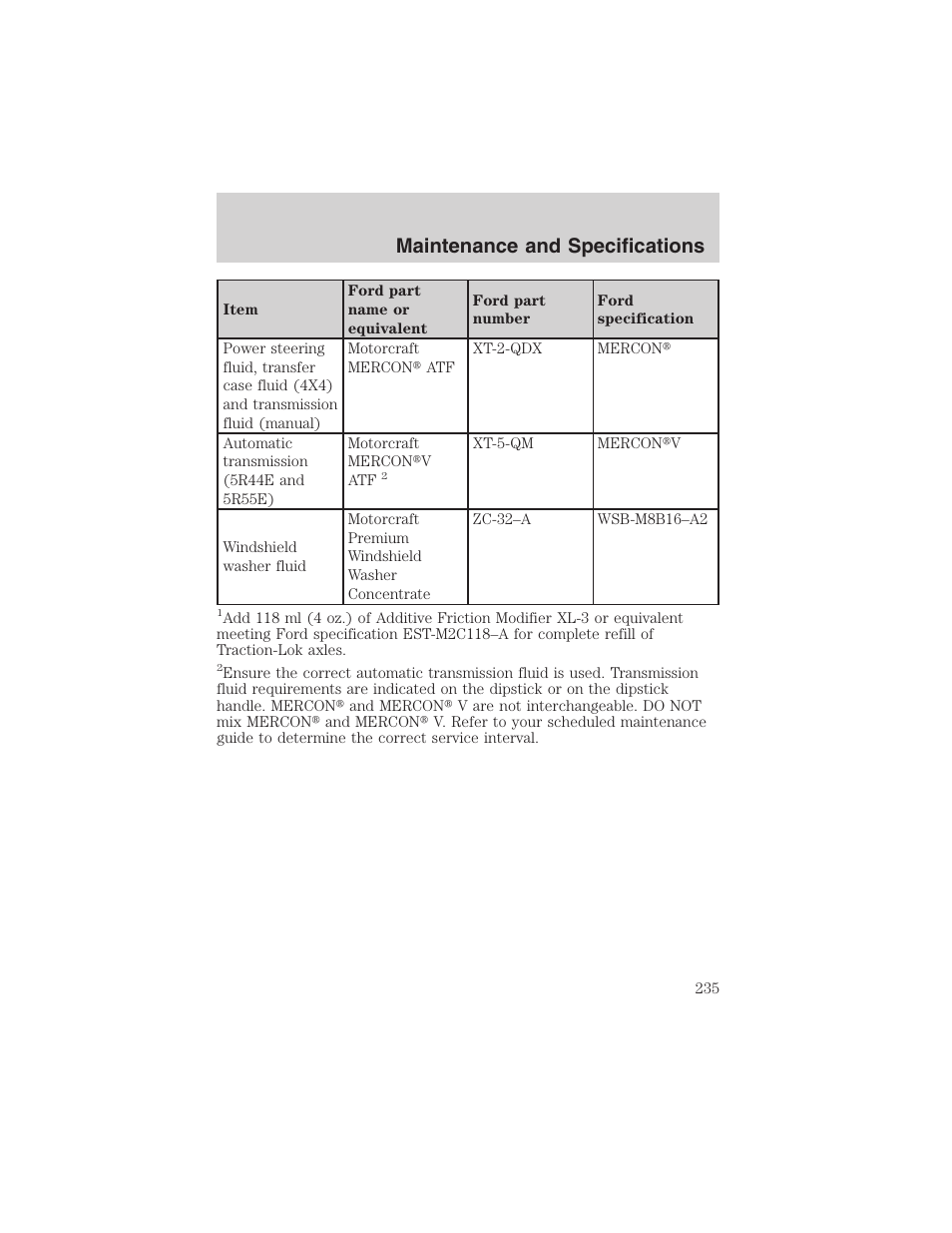 Maintenance and specifications | FORD 2003 Ranger v.1 User Manual | Page 235 / 248