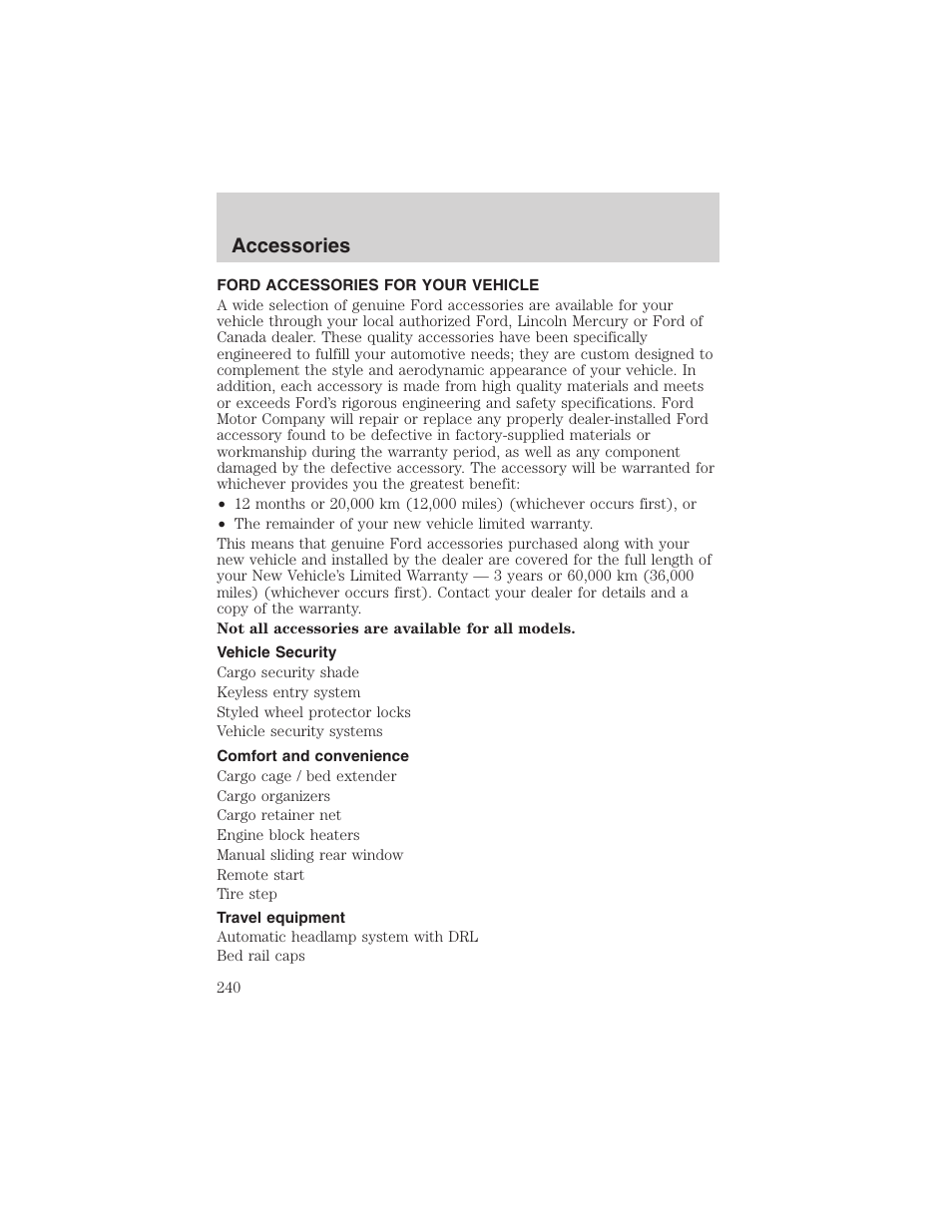 Accessories | FORD 2003 Ranger v.1 User Manual | Page 240 / 248