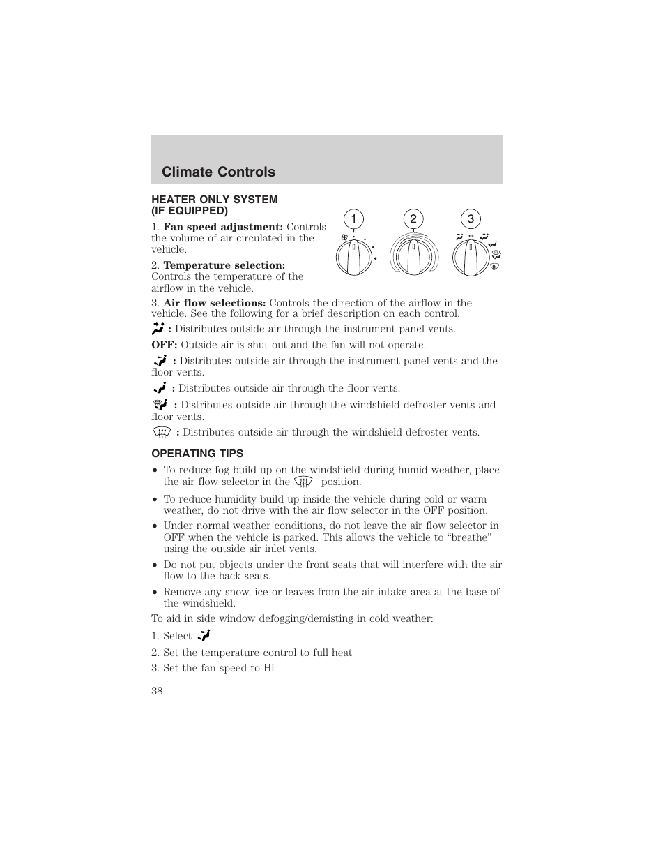 Climate controls | FORD 2003 Ranger v.1 User Manual | Page 38 / 248