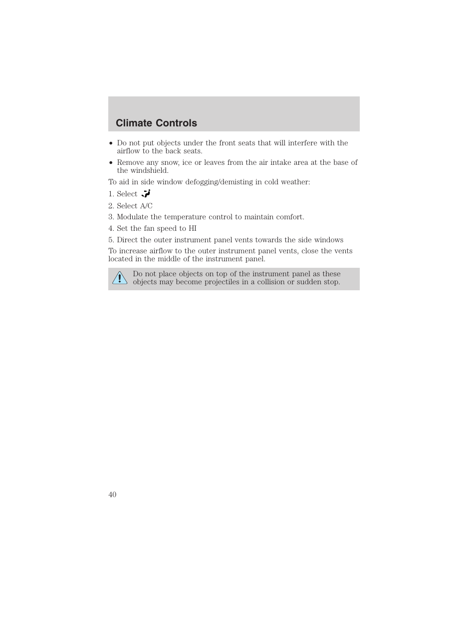 Climate controls | FORD 2003 Ranger v.1 User Manual | Page 40 / 248