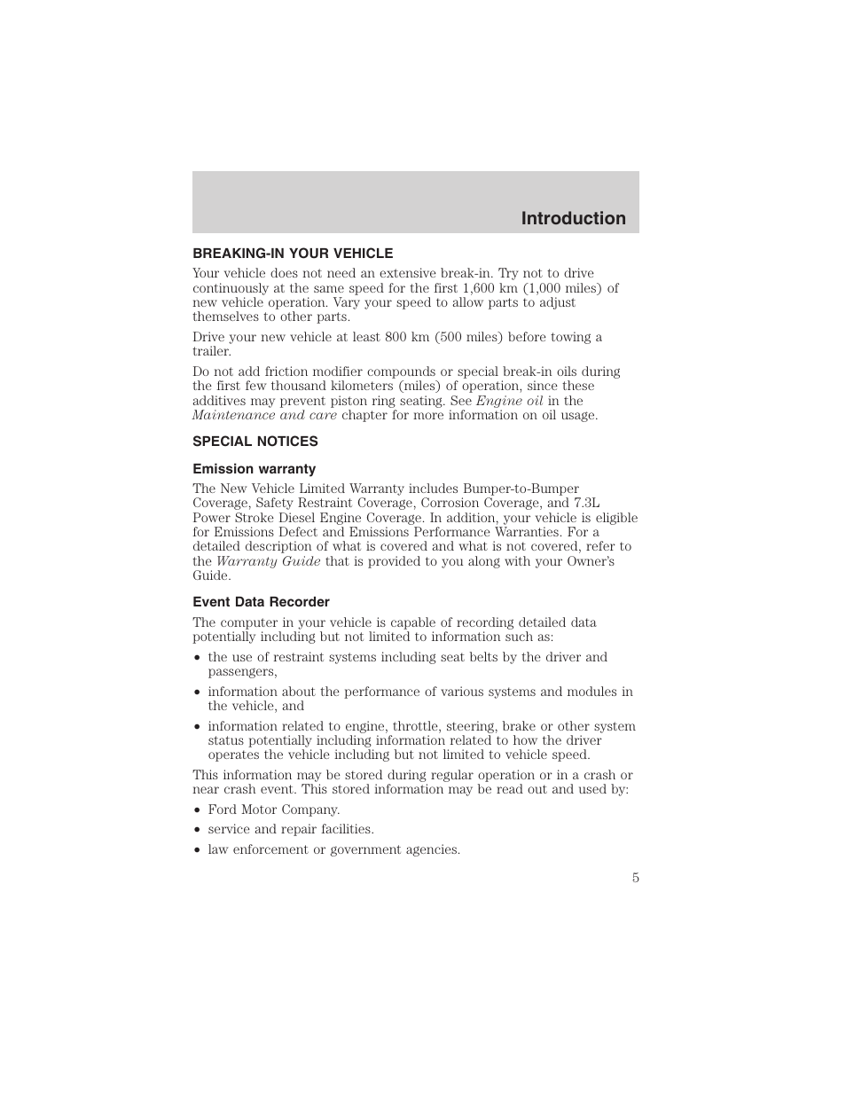 Introduction | FORD 2003 Ranger v.1 User Manual | Page 5 / 248