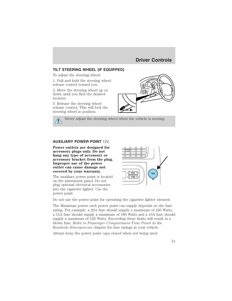 Driver controls | FORD 2003 Ranger v.1 User Manual | Page 51 / 248