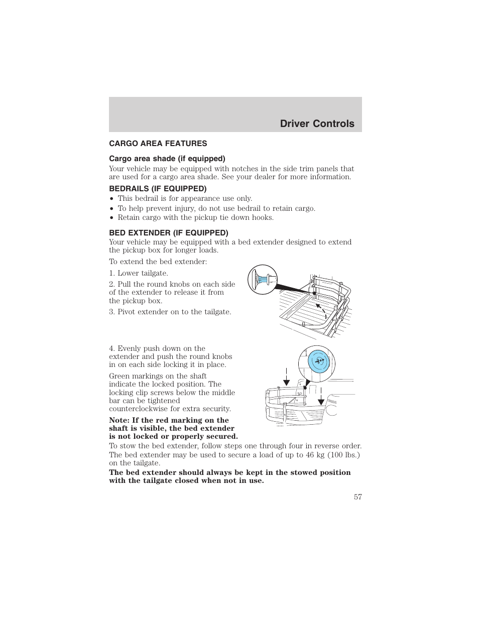 Driver controls | FORD 2003 Ranger v.1 User Manual | Page 57 / 248