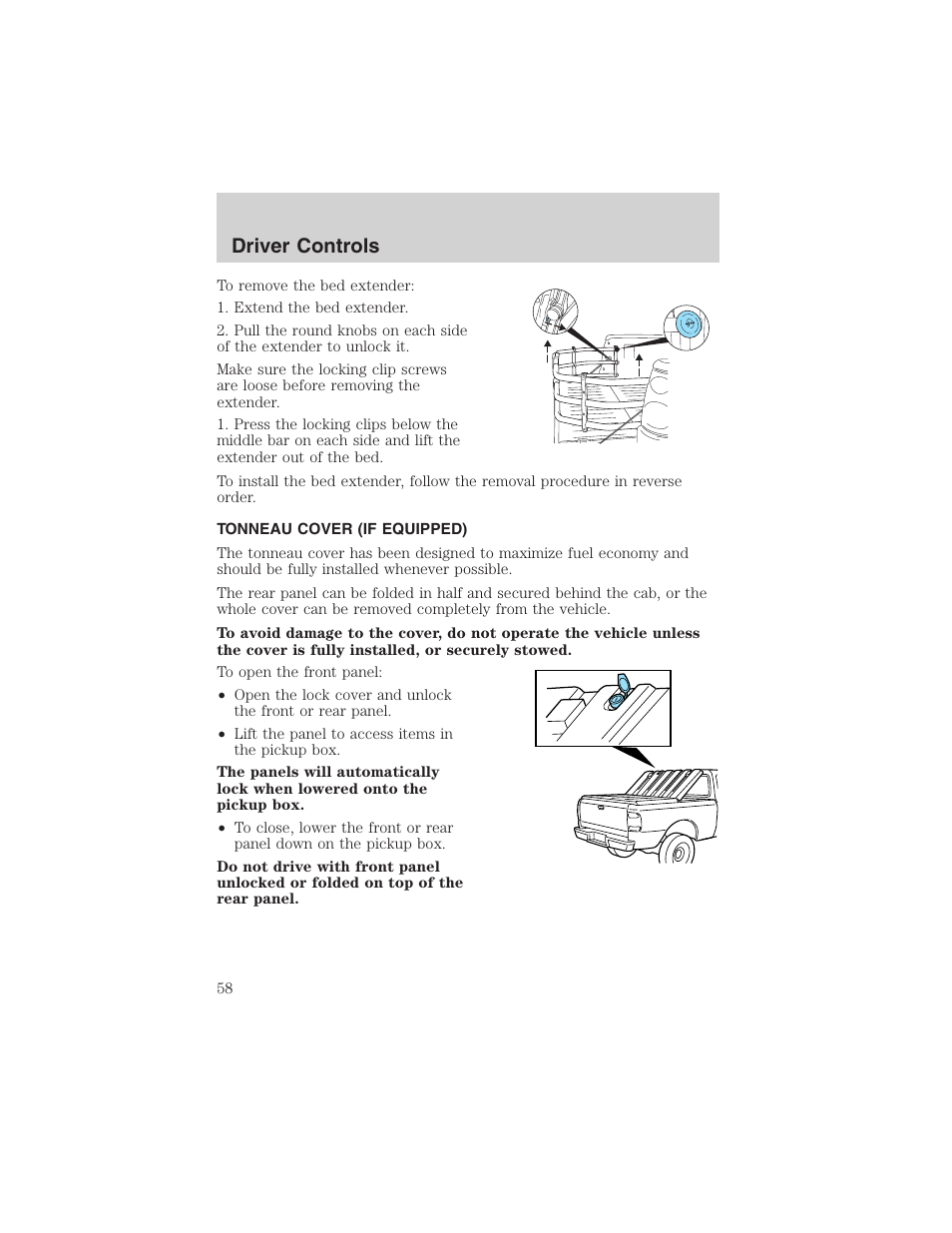 Driver controls | FORD 2003 Ranger v.1 User Manual | Page 58 / 248