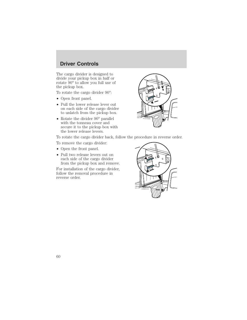 Driver controls | FORD 2003 Ranger v.1 User Manual | Page 60 / 248