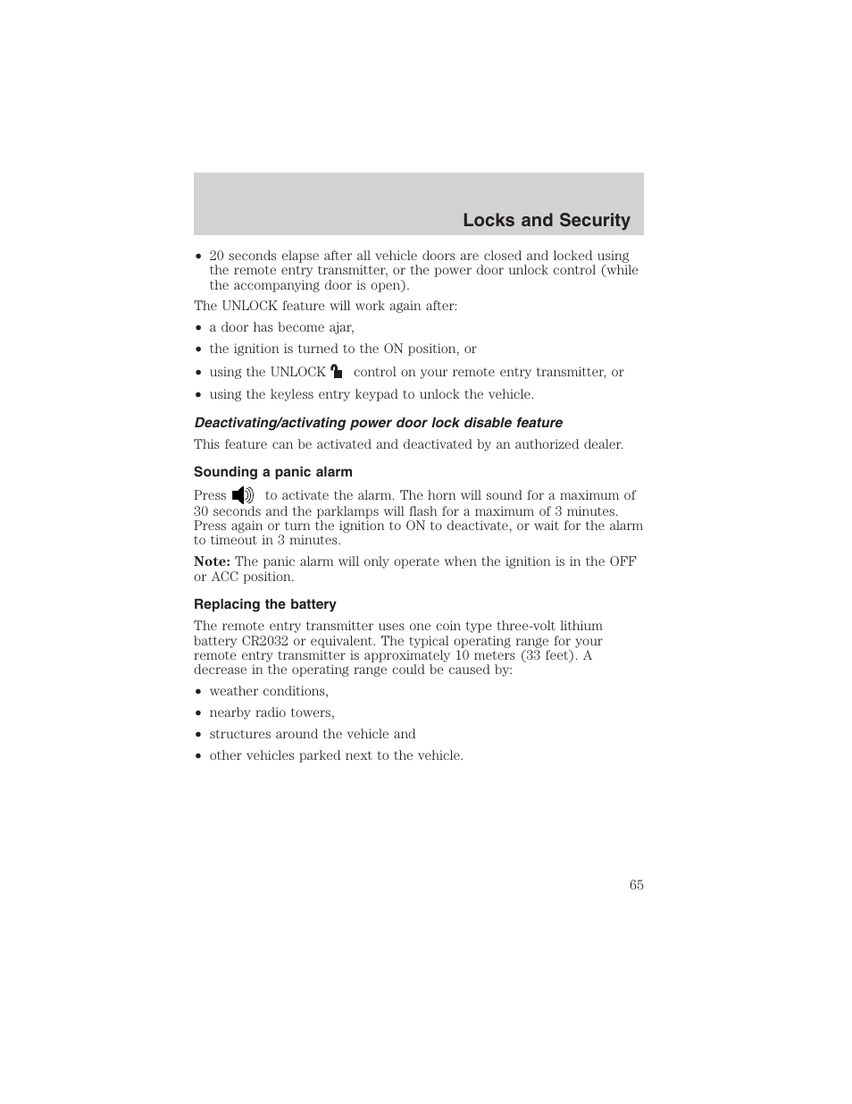 Locks and security | FORD 2003 Ranger v.1 User Manual | Page 65 / 248