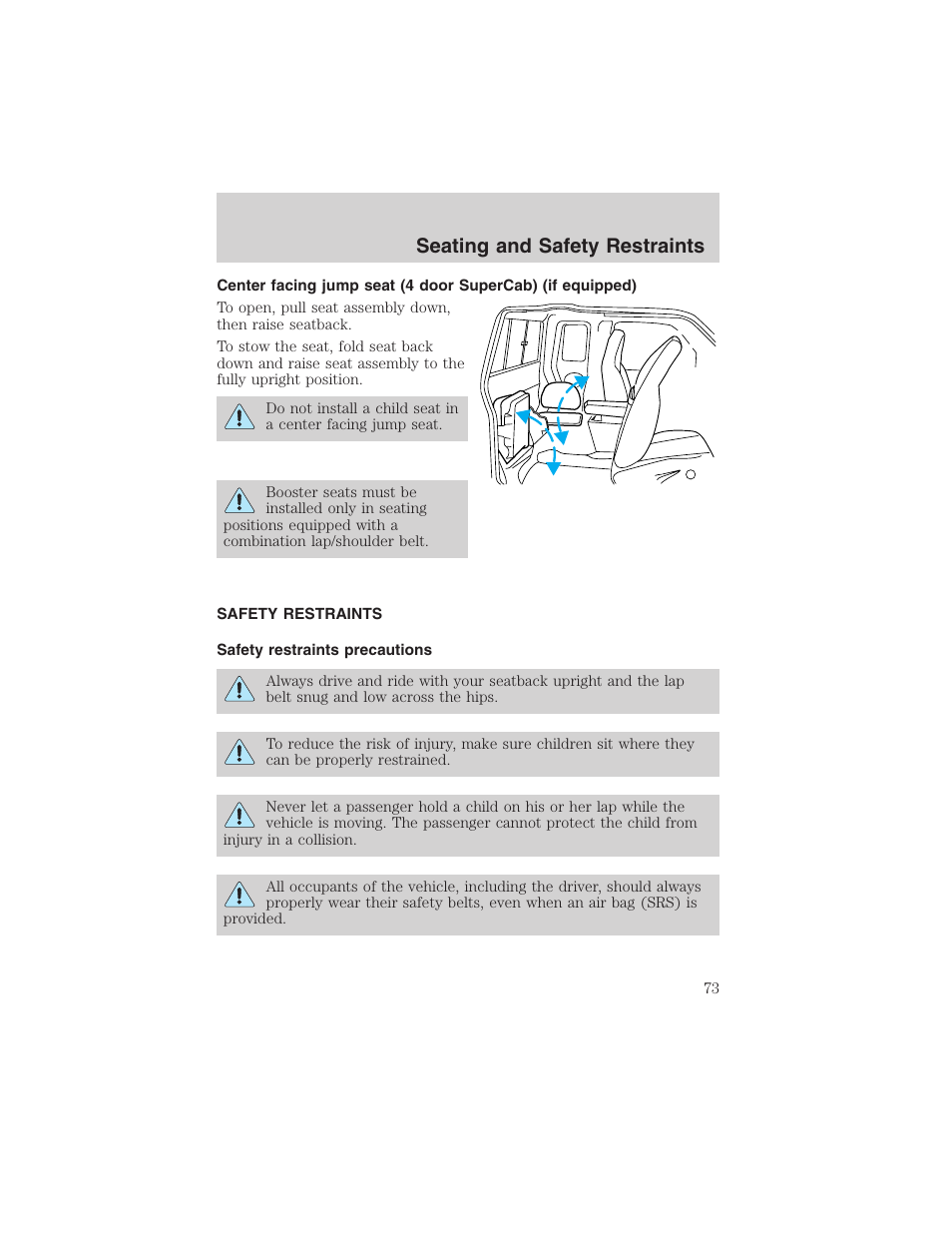 Seating and safety restraints | FORD 2003 Ranger v.1 User Manual | Page 73 / 248