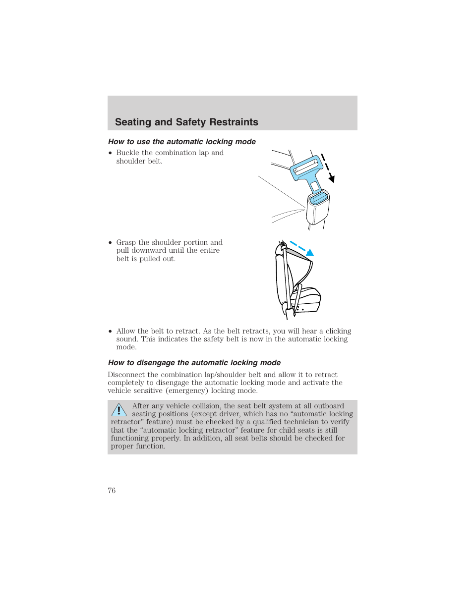 Seating and safety restraints | FORD 2003 Ranger v.1 User Manual | Page 76 / 248